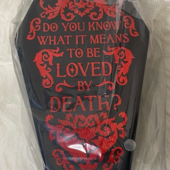 {NEW} Black and Red Decorative Coffin Shaped Jewelry Box - Picture 4 of 8